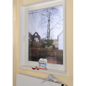 Fensterisolierfolie tesa tesamoll Thermo Cover 5430 - 1,7 x 1,5 m transparent selbstklebend mit Doppelklebband
