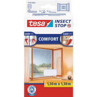 Fliegengitter Fenster tesa Insect Stop Comfort 55396 - 130 x 130 cm weiß Easy-on-System inkl. Andrück- und Schneidehilfe
