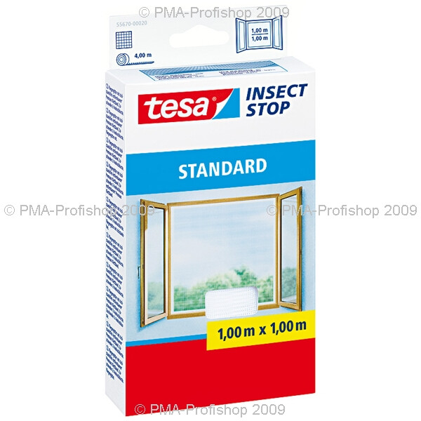 Fliegengitter Fenster tesa Insect Stop Standard 55670 - 100 x 100 cm weiß Klettsystem