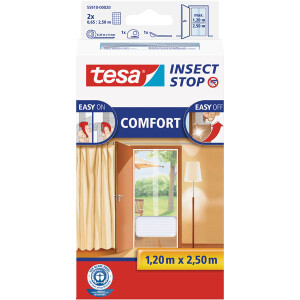 Fliegengitter Tür tesa Insect Stop Comfort XL 55910 - 65 x 250 cm weiß Easy-on-Systems inkl. Andrück- und Schneidehilfe