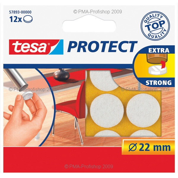 Filzgleiter tesa Protect 57893 - Ø 22 mm weiß Pckg/12