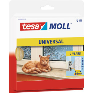 Schaumstoffdichtung tesa tesamoll Universal 5428 - 6 m x 9 mm x 6 mm weiß selbstklebend für 1-5 mm Spalten