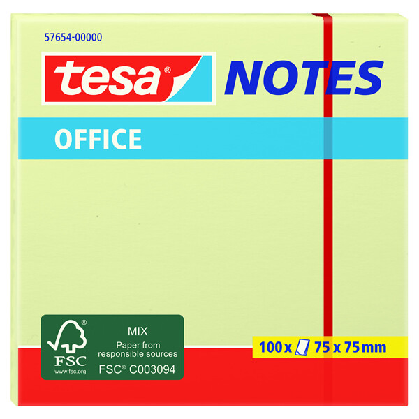 Haftnotizen tesa Office Notes 57654 - 75 x 75 mm gelb Papier Pckg/100