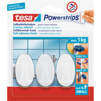 Haken tesa Powerstrips Small 57533 - oval weiß bis 1 kg für glatte Oberflächen Kunststoff Pckg/3