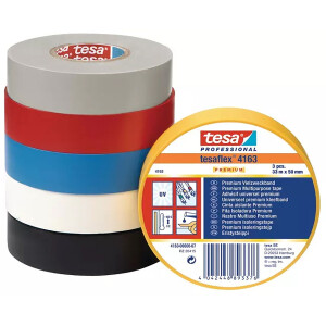 Isolierband tesa Professional Premium 4163 - 50 mm x 33 m weiß PVC-Band für Industrie/Gewerbe-Anwendungen
