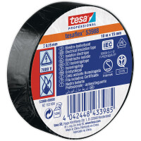 Isolierband tesa tesaflex 53988 - 15 mm x 10 m schwarz PVC-Band für Privat/Endverbraucher-Anwendungen