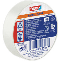 Isolierband tesa tesaflex 53988 - 15 mm x 10 m weiß PVC-Band für Privat/Endverbraucher-Anwendungen