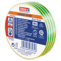 Isolierband tesa tesaflex 53988 - 19 mm x 20 m gelb/grün PVC-Band für Privat/Endverbraucher-Anwendungen