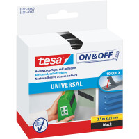 Klettband tesa ON & OFF 55225 - 20 mm x 2,5 m schwarz für Privat/Endverbraucher-Anwendungen
