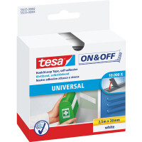 Klettband tesa ON & OFF 55225 - 20 mm x 2,5 m weiß für Privat/Endverbraucher-Anwendungen