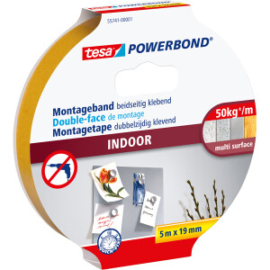Montageband tesa Powerbond 55741 - 19 mm x 5 m Halt bis zu 5 kg/10 cm für Innenbereich