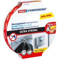Montageband tesa Powerbond 55792 - 19 mm x 5 m Halt bis zu 10 kg/10 cm ultrastark klebend für Außenbereich