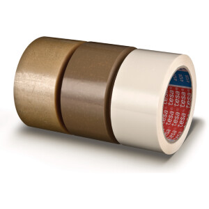 Verpackungsklebeband tesa tesapack 4120 - 50 mm x 66 m chamois PVC-Band für Industrie/Gewerbe-Anwendungen