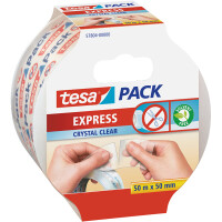 Verpackungsklebeband tesa tesapack Express 57804 - 50 mm x 50 m kristallklar PVC-Band für Privat/Endverbraucher-Anwendungen