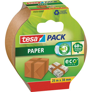 Verpackungsklebeband tesa tesapack Paper EcoLogo 5054 - 38 mm x 25 m braun Papier-Band für Privat/Endverbraucher-Anwendungen