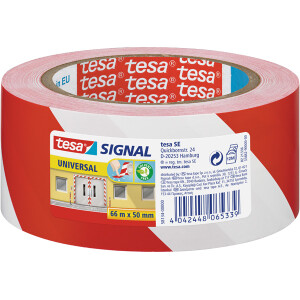 Warnband tesa Signal Universal 58134 - 50 mm x 66 m rot/weiß für Bodenmarkierungen
