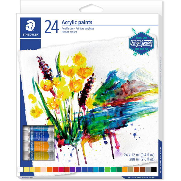 Acrylfarben Staedtler 8500C24 - farbig sortiert 24 Farbtuben hochpigmentiert Set 24 x 12 ml