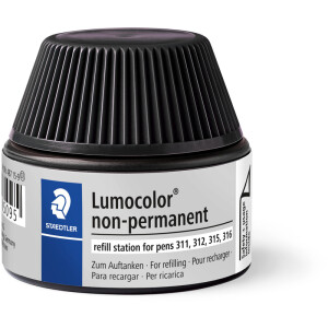 Folienschreiber Nachfülltinte Staedtler Lumocolor 48715 - schwarz für Mod. 311, 312, 315, 316 non-permanent 15 ml