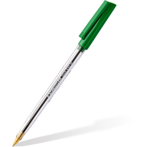 Kugelschreiber Staedtler stick document 430M - grün/transparentes Gehäuse Mine M grün
