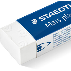 Radierer Staedtler Mars plastic 52650 - 6,5 x 2,3 x 1,3 cm weiß/blau in Schiebehülle