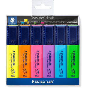 Textmarker Staedtler textsurfer classic 364WP6 - farbig sortiert (6) 1-5 mm Keilspitze permanent nachfüllbar 6er-Set