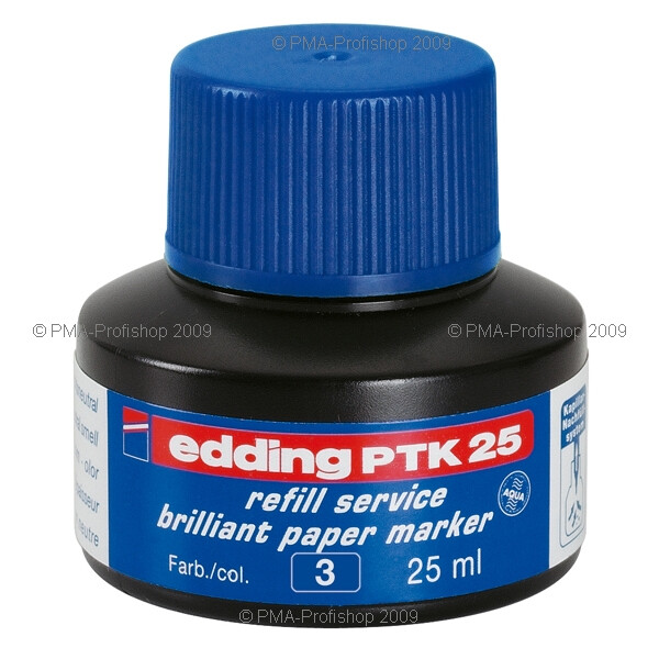 Brillant Papiermarker Nachfülltinte edding PTK25 - blau für Mod. 30/33 permanent 25 ml