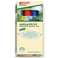 Flipchartmarker edding Ecoline 32 - farbig sortiert 1-5 mm Keilspitze permanent nachfüllbar 4er-Set
