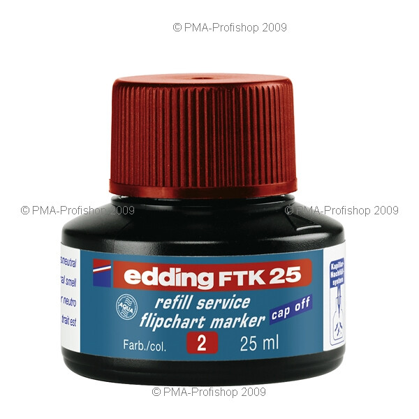 Flipchartmarker Nachfülltinte edding FTK25 - rot für 300/383/31/32 permanent 25 ml