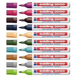 Permanentmarker edding 3000 - farbig sortiert 1,5-3 mm...
