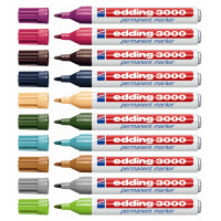 Permanentmarker edding 3000 - farbig sortiert 1,5-3 mm Rundspitze nachfüllbar 10er-Set
