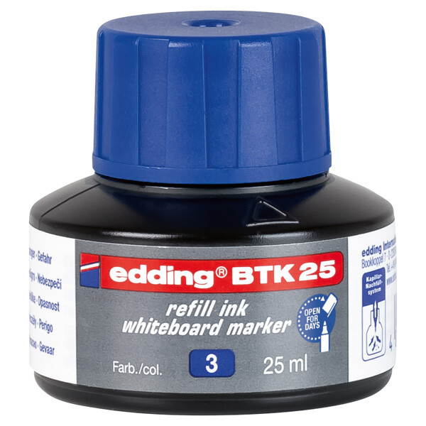 Whiteboardmarker Nachfülltinte edding BTK25 - blau für Mod 250/360/361/363/28/29 non-permanent 25 ml