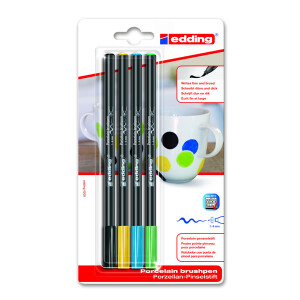 Porzellanpinselstift edding 4200 - farbig sortiert 1-4 mm Pinselspitze 4er-Set