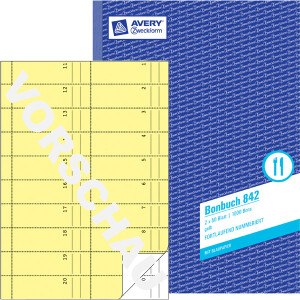 Bonbuch Avery Zweckform 842 - A4 210 x 297 mm gelb/weiß 2 x 50 Blatt 1000 Bons
