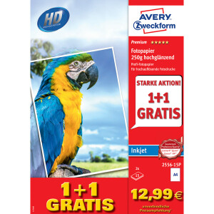 Fotopapier Avery Zweckform Premium Inkjet 2556-15P - A4...