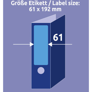 Ordnerrückenschild Avery Zweckform L4767 - 61 x 192 mm blau breit / kurz selbstklebend für alle Druckertypen Pckg/400