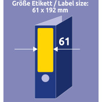 Ordnerrückenschild Avery Zweckform L4769 - 61 x 192 mm gelb breit / kurz selbstklebend für alle Druckertypen Pckg/80