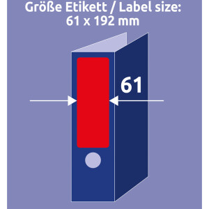 Ordnerrückenschild Avery Zweckform L4766 - 61 x 192 mm rot breit / kurz selbstklebend für alle Druckertypen Pckg/80