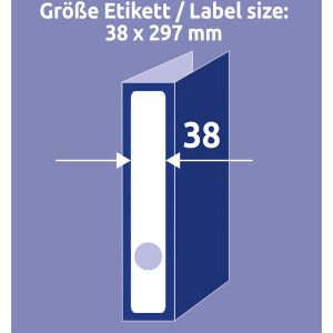 Ordnerrückenschild Avery Zweckform L4758 - 38 x 297 mm weiß schmal / lang selbstklebend für alle Druckertypen Pckg/50
