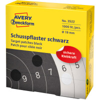 Schusspflaster Avery Zweckform 3522 - &Oslash; 19 mm schwarz permanent Papier Pckg/1000