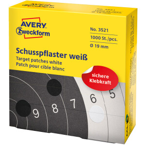 Schusspflaster Avery Zweckform 3521 - Ø 19 mm weiß permanent Papier Pckg/1000