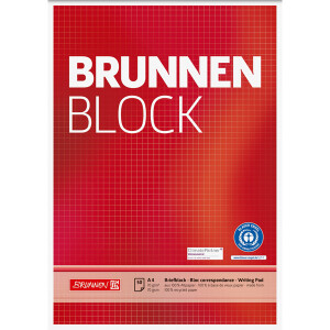 Briefblock Brunnen Recycling 52618 - A4 210 x 297 mm Deckblatt kariert Lineatur22 5 x 5 mm 50 Blatt Blauer Engel Recyclingpapier 70 g/m²