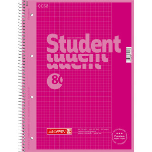 Collegeblock Brunnen Colour Code 67926 - A4 210 x 297 mm pink kariert Lineatur26 5 x 5 mm mit Rand 80 Blatt hochweißes Premiumpapier 90 g/m²