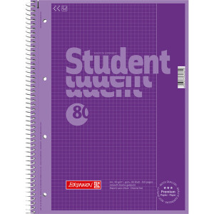 Collegeblock Brunnen Colour Code 67926 - A4 210 x 297 mm purple kariert Lineatur26 5 x 5 mm mit Rand 80 Blatt hochweißes Premiumpapier 90 g/m²