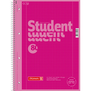 Collegeblock Brunnen Colour Code 67928 - A4 210 x 297 mm pink kariert Lineatur28 5 x 5 mm mit Doppelrand 80 Blatt hochweißes Premiumpapier 90 g/m²