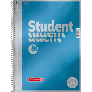 Collegeblock Brunnen Student Premium 67147 - A4 210 x 297 mm blau Punktlineatur 80 Blatt hochweißes Premiumpapier 90 g/m²