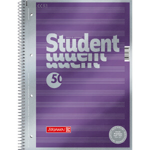 Collegeblock Brunnen Student Premium 67144 - A4 210 x 297 mm violett Notenlineatur 80 Blatt hochweißes Premiumpapier 90 g/m²