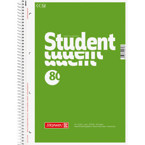 Collegeblock Brunnen Student 67940 - A4 210 x 297 mm grün blanko Lineatur30 perforiert/gelocht 80 Blatt weißes Qualitätspapier 70 g/m²