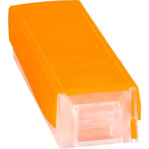 Karteibox Brunnen Twinboxx 20585 - A8 orange transparent inkl. 100 Karteikarten Styrolux