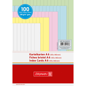 Karteikarte Brunnen 22601 - A6 105 x 148 mm farbig sortiert liniert Pckg/100