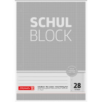 Schulblock Brunnen Premium 52628 - A4 210 x 297 mm kariert Lineatur28 5 x 5 mm mit Doppelrand 50 Blatt 4-fach-Lochung Premiumpapier 90 g/m²